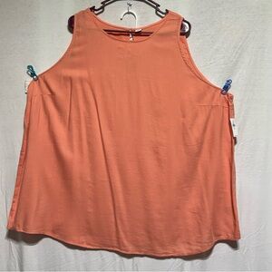Old Navy Womens 4XL Peach Sleeveless Blouse V-Neck Lightweight Casual Summer NWT